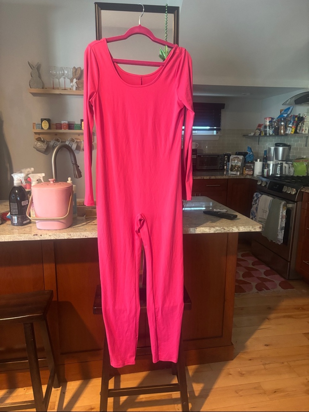 Bright Pink Long Sleeve Jumpsuit